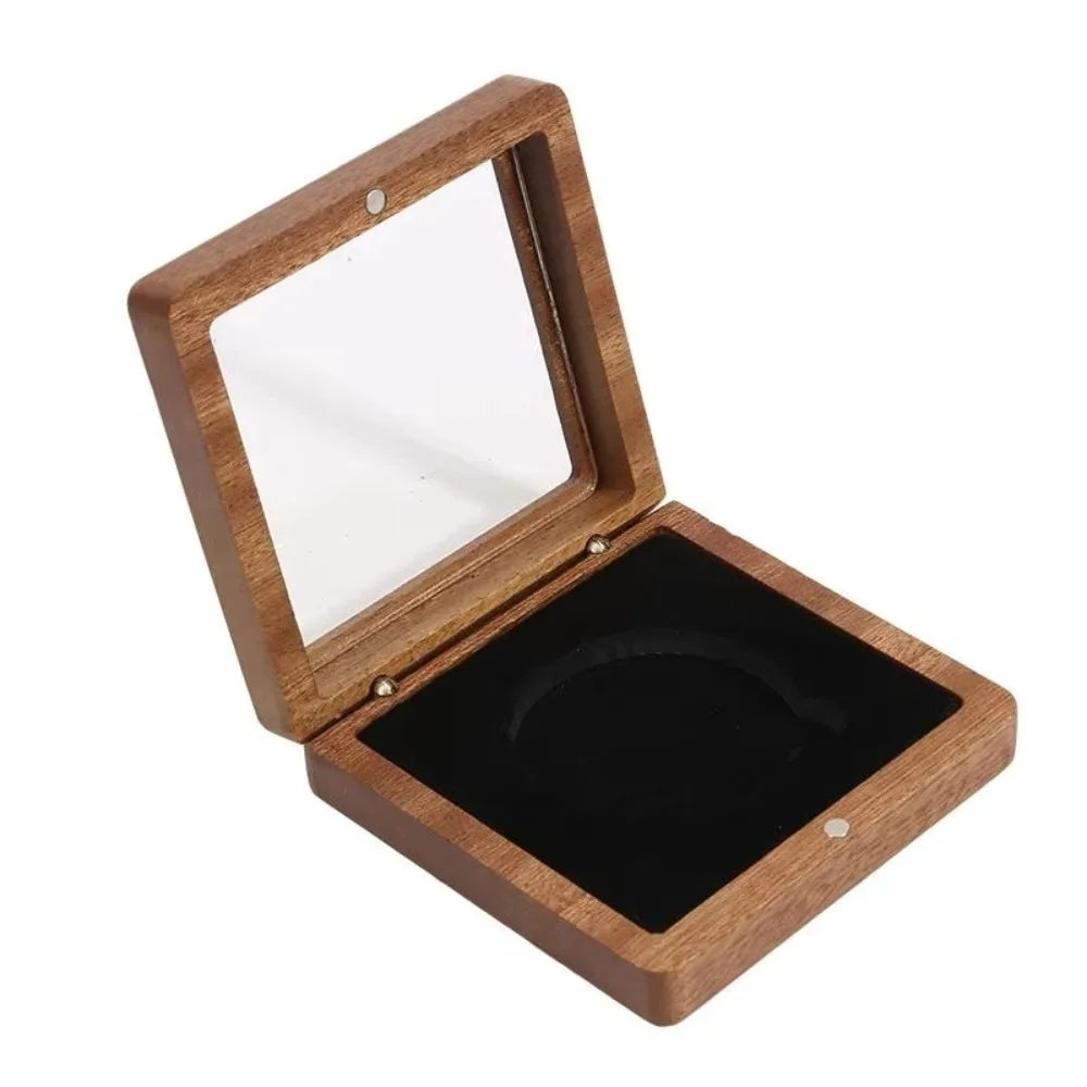 Walnut Wood Coin Display Box – Coin & Badge Window Gift Box