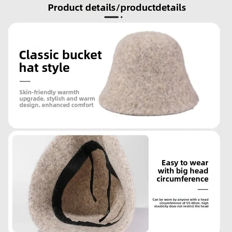 Women's Winter Knit Bucket Hat – Warm Fisherman Cap