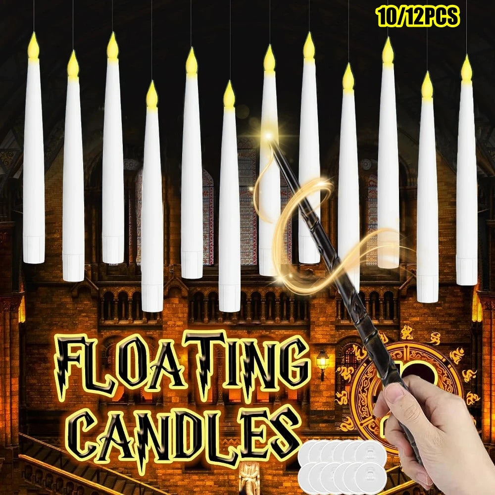 LED Floating Candles + Magic Wand Remote – 10/12 Pack