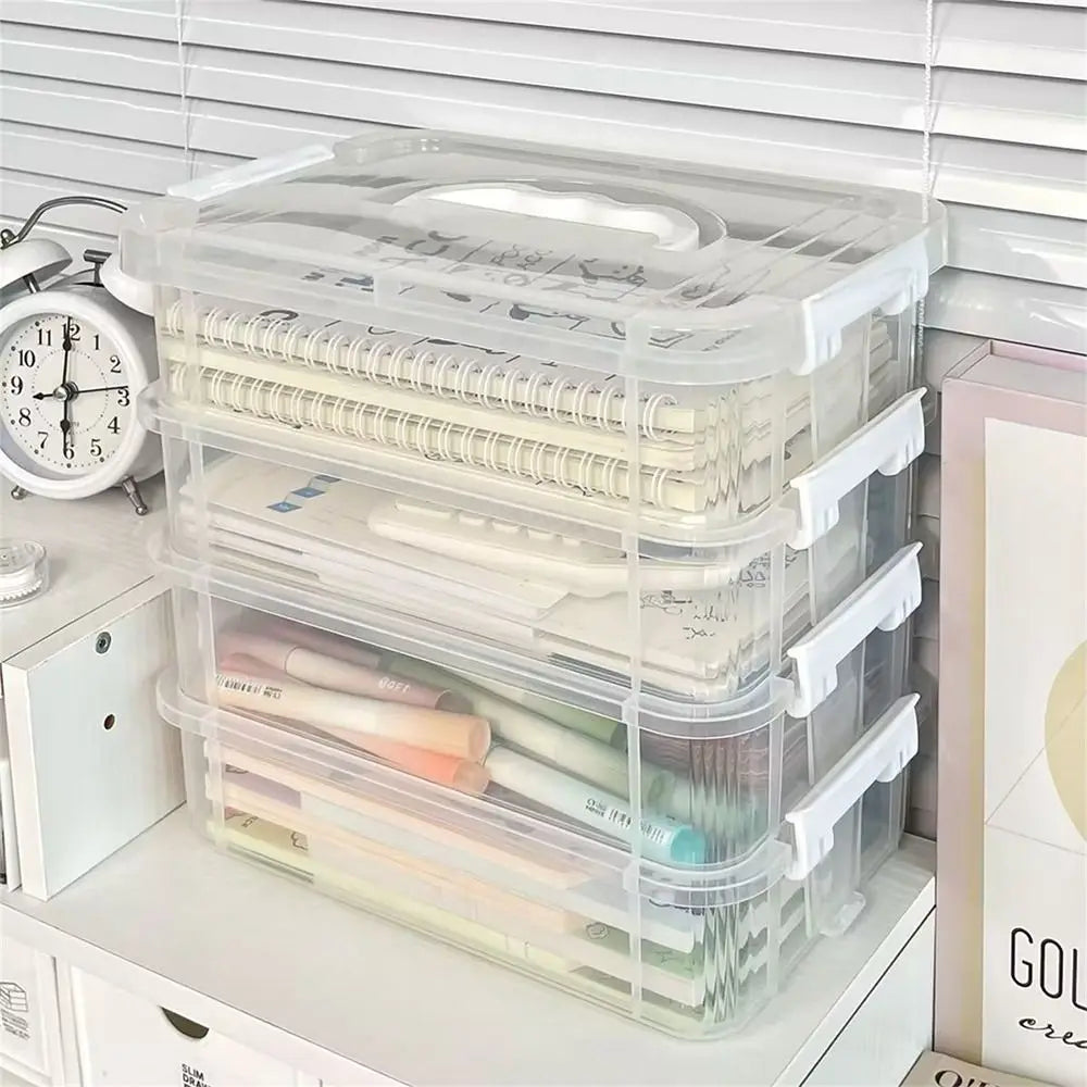 Stackable Transparent Pencil Case Multi-Layer Drawer Organizer