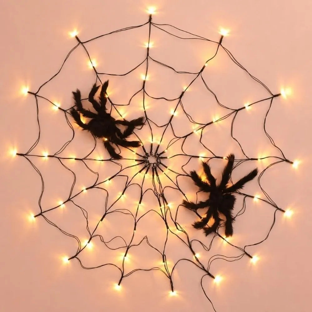 Halloween Spider Web String Light – 70 LED Net Light 1.2M