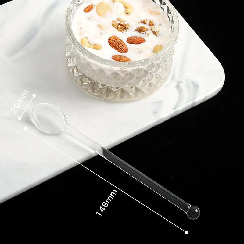 Colorful Glass Stirring Spoon – Long Handle, Heat Resistant