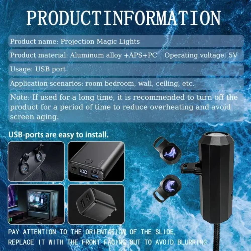 USB Portable LED Projector Night Light – Ceiling Projection Lamp