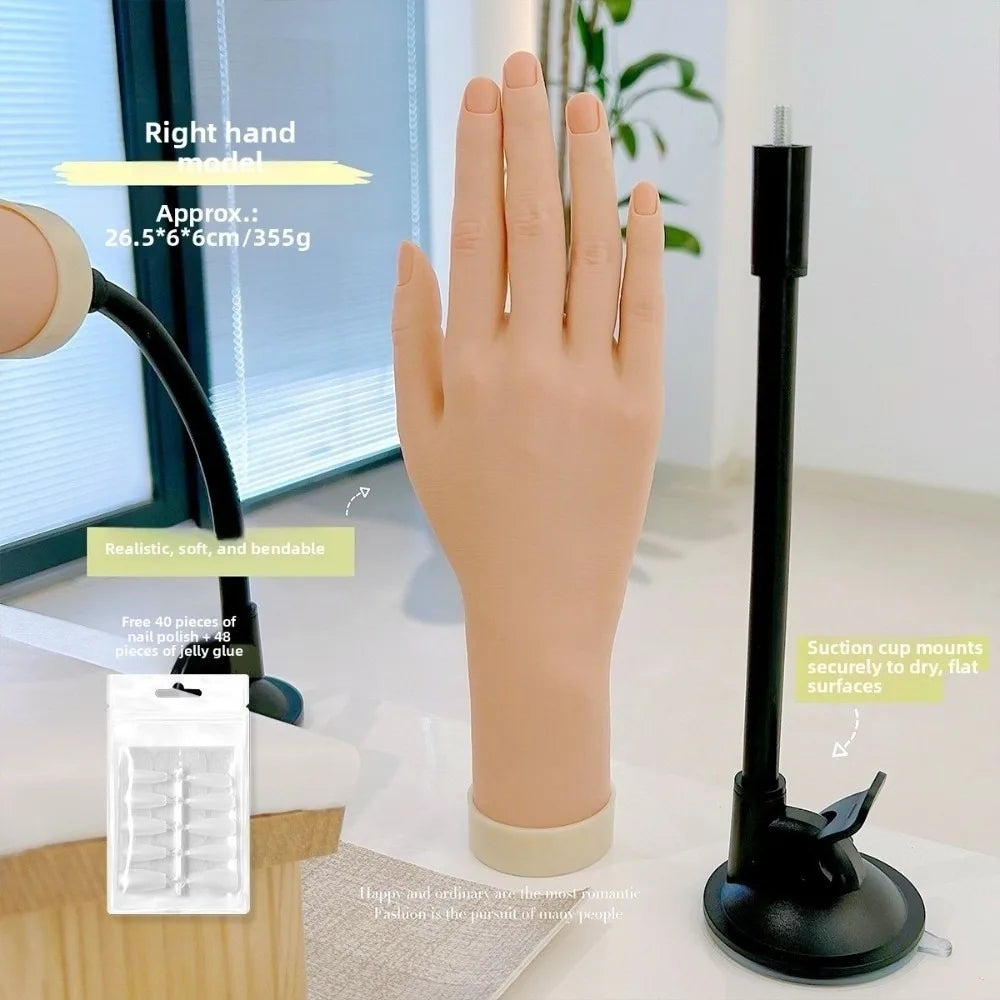 Silicone Nail Practice Hand – Bendable Training Display Rack