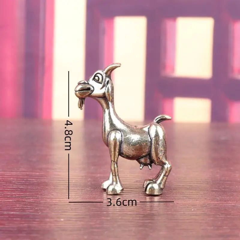 Vintage Solid Brass Goat Statue – Retro Feng Shui Figurine