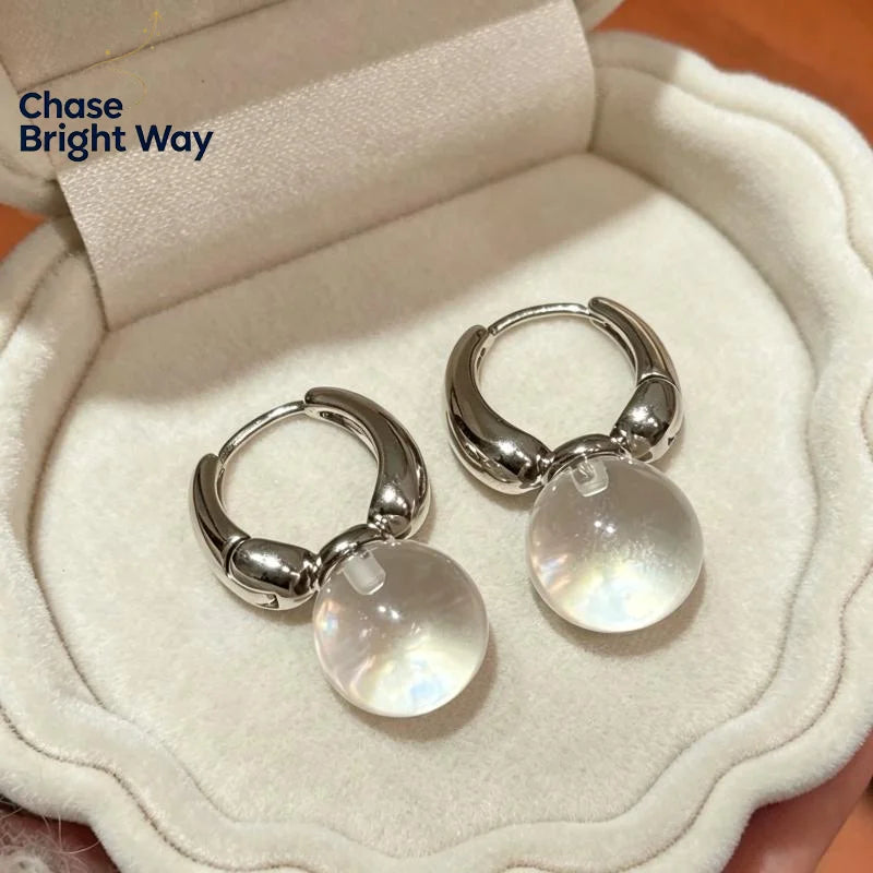 Transparent Round Ball Drop Earrings | Korean Fashion Jewelry