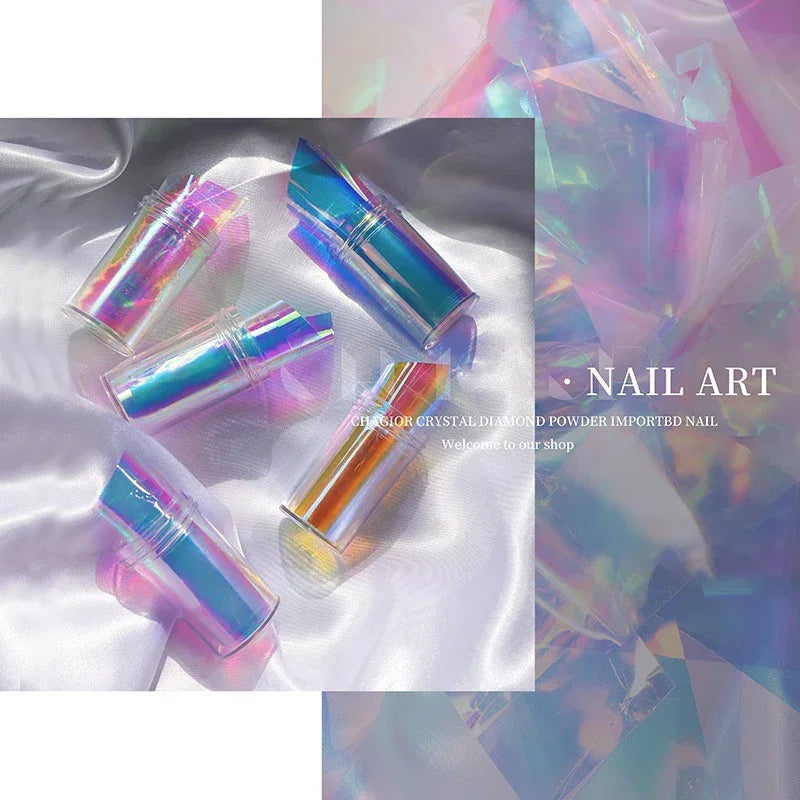 Aurora Ice Cube Cellophane Nail Foil Sticker – Laser Transfer Roll