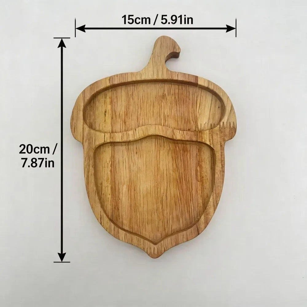 Squirrel Wooden Snack Tray – 2-Compartment Serving Platter