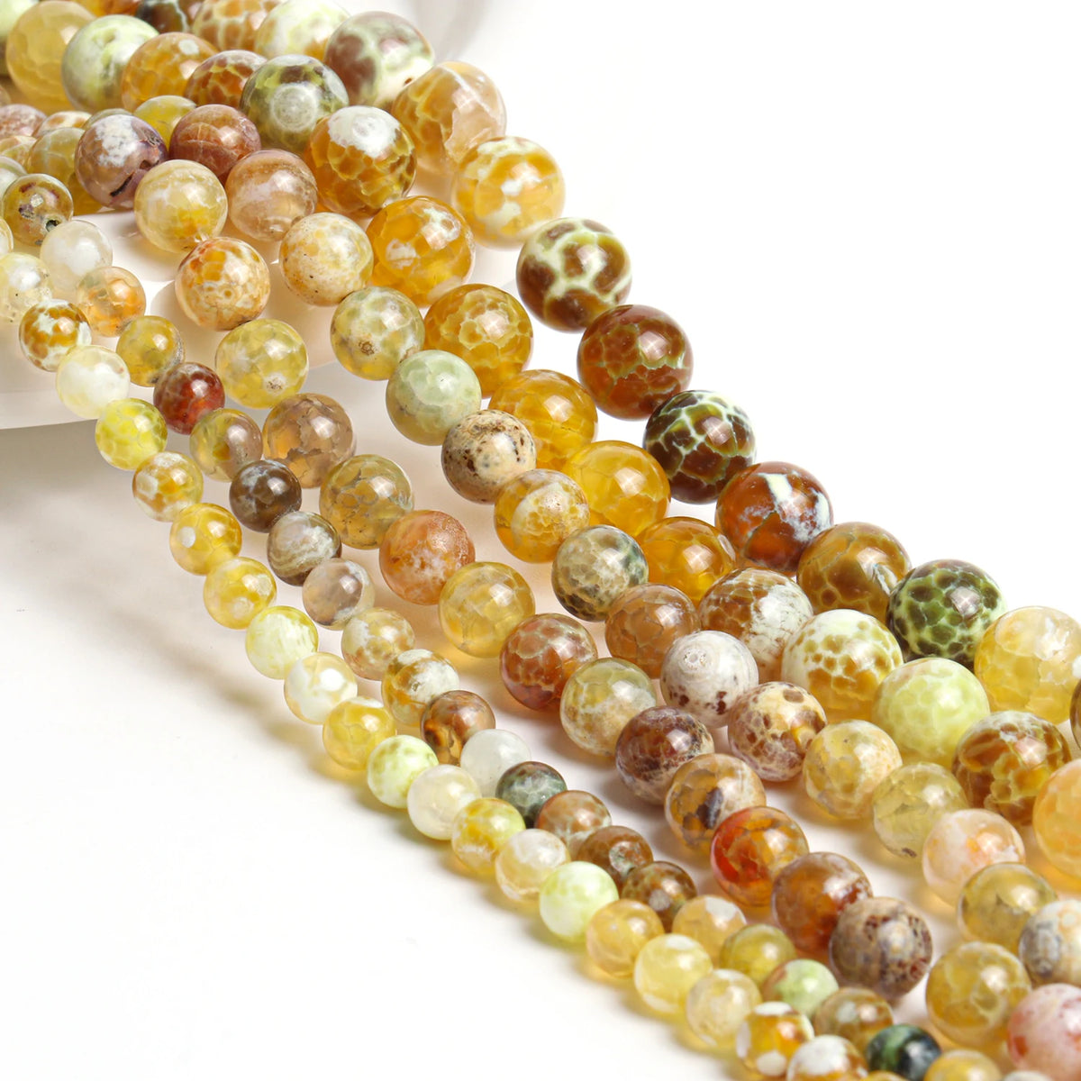 Sky Blue Fire Agate Round Beads 6/8/10mm – DIY Jewelry Strand