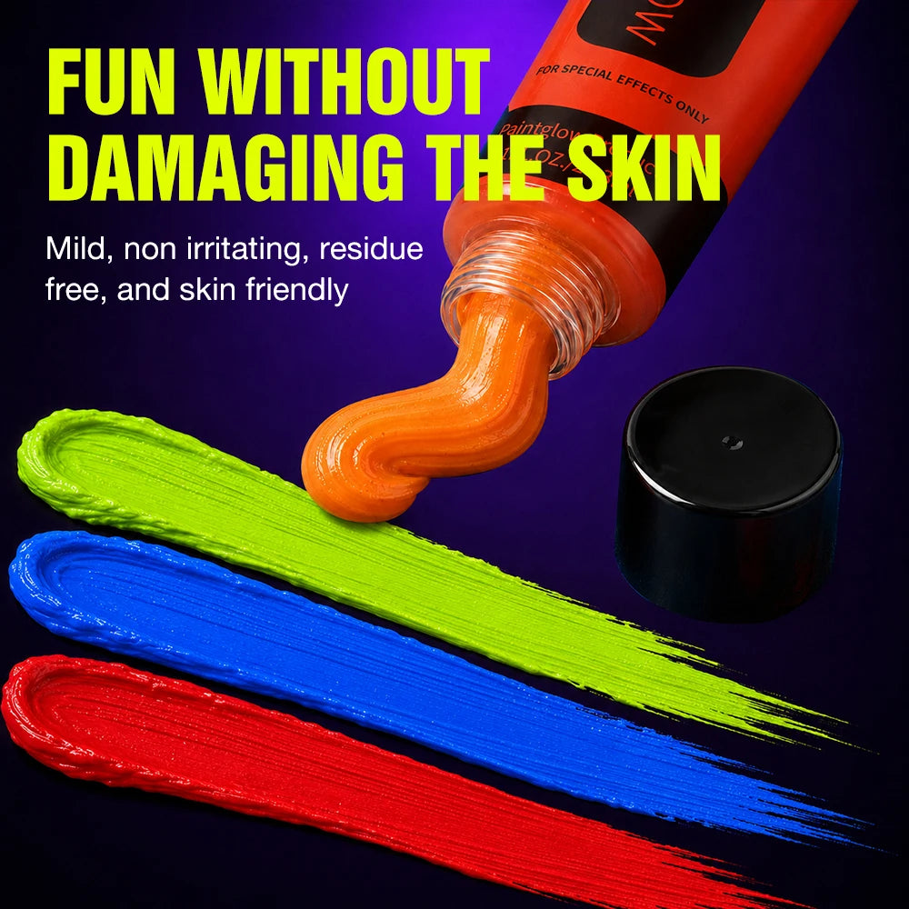 UV Neon Glow Face & Body Paint – Water-Based Fluorescent Cream