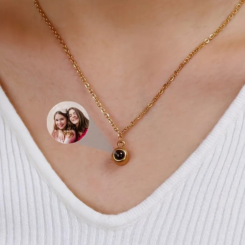 Custom Photo Projection Necklace | 316L Stainless Steel Pendant