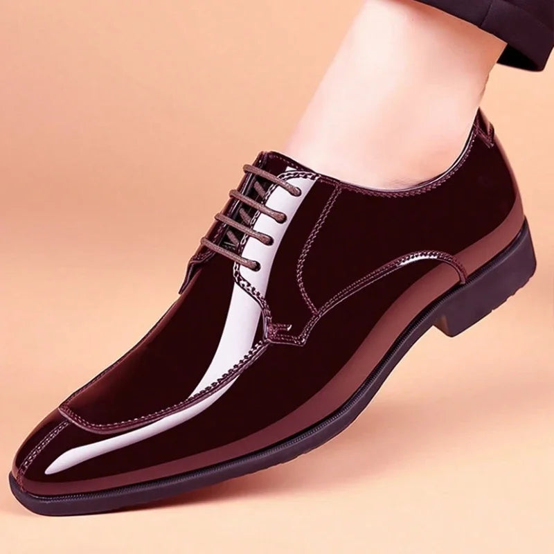 Men's Patent Leather Oxford Shoes – Pointed Toe Formal