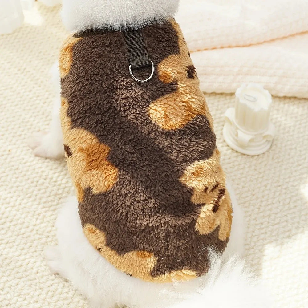 Winter Fleece Dog Vest Sweater – Bear Pattern, XS to 9XL
