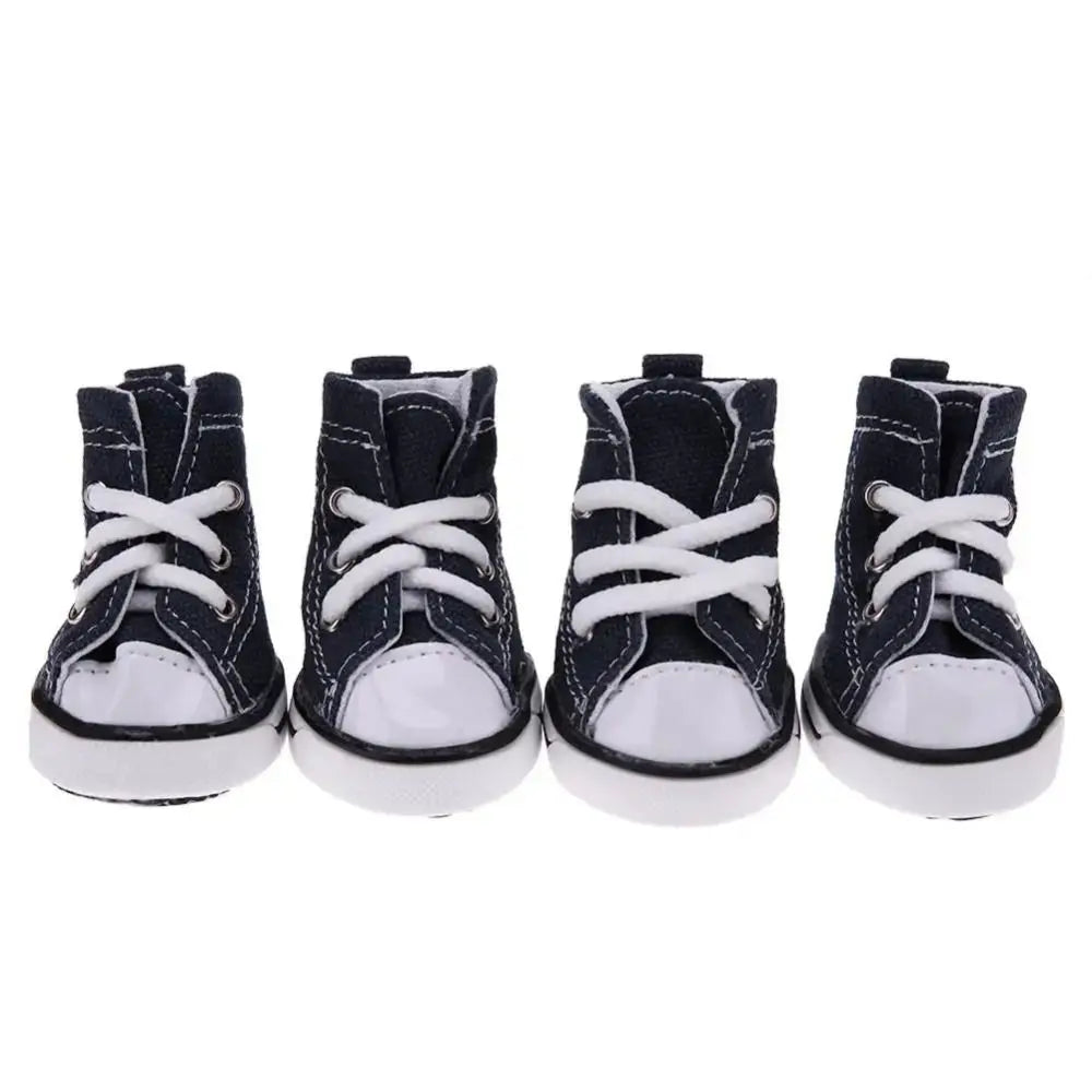 4-Pack Waterproof Canvas Dog Boots – Breathable Puppy Shoes
