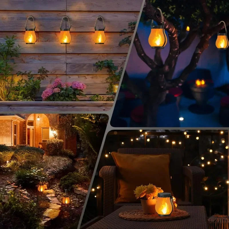 Solar Flame Hanging Lantern – 3D Flickering LED IPX4 Outdoor