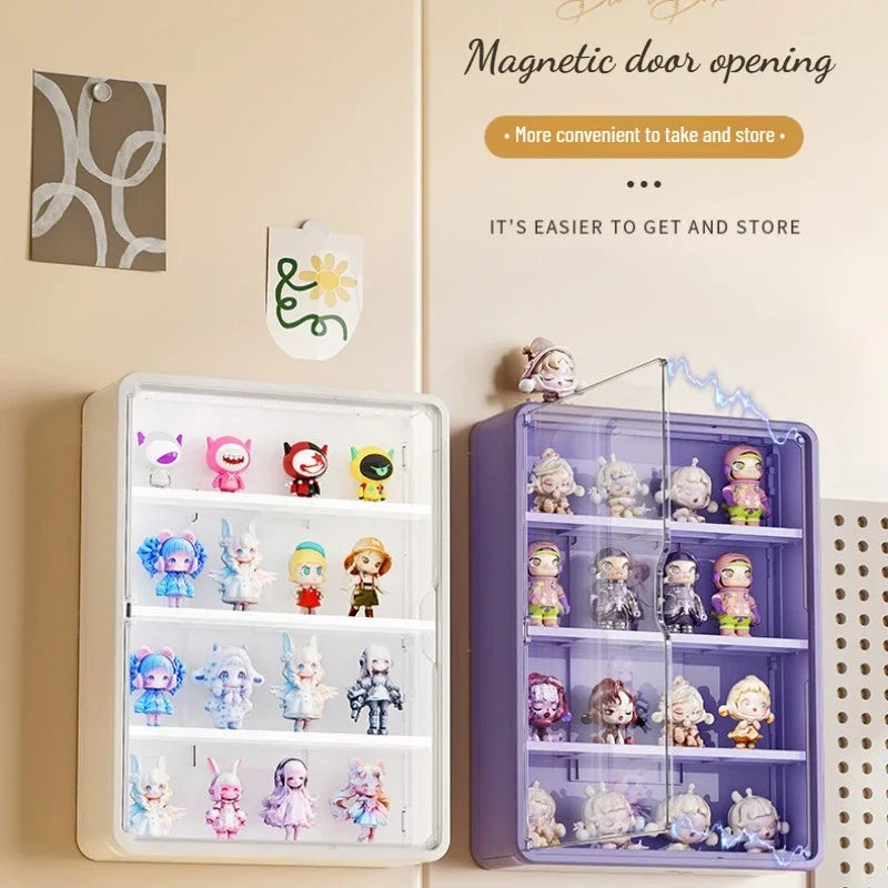 Wall-Mounted Action Figure Display Box – Magnetic Dustproof Rack