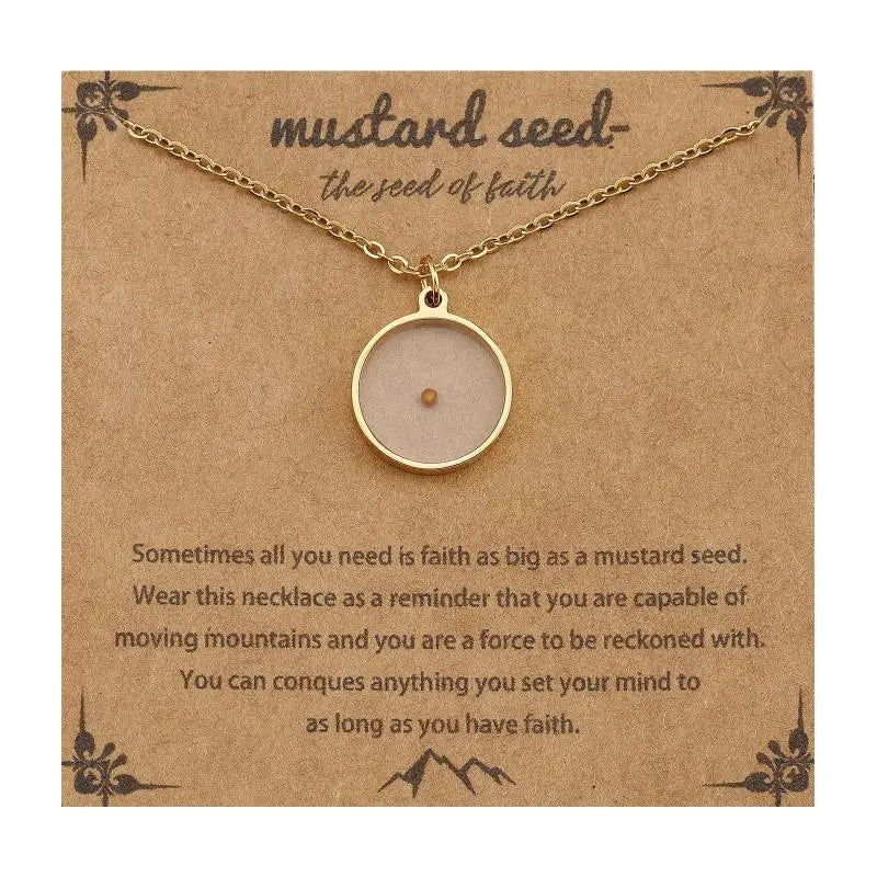 Mustard Seed Faith Pendant Necklace | Gold & Silver Stainless Steel