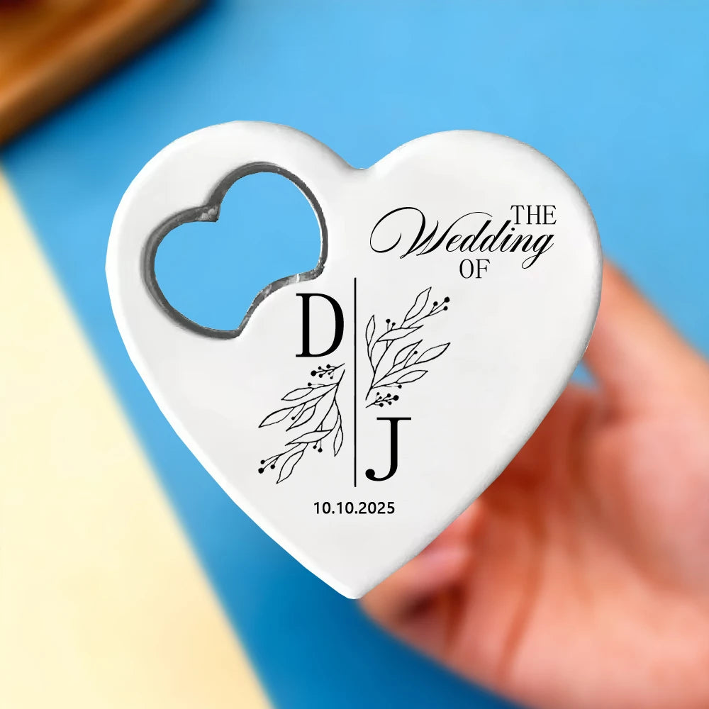 Personalized Heart-Shaped Magnetic Bottle Opener | Wedding Gift