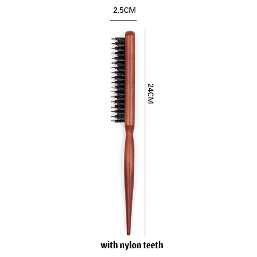 3-Row Boar Bristle Fluffy Hair Comb – Volumizing Teasing Brush