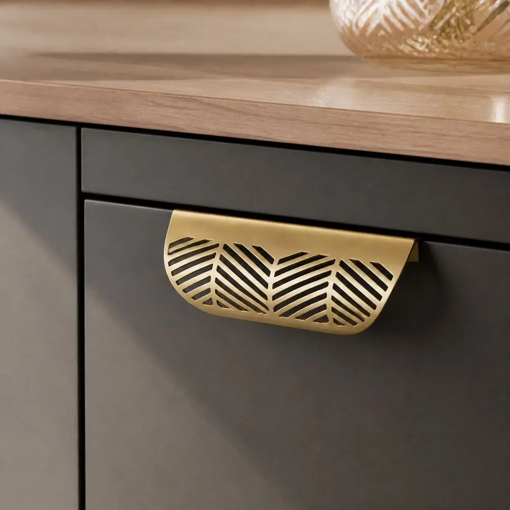 Zinc Alloy Hollow Leaf Cabinet Drawer Pull Handle | Curved Grip