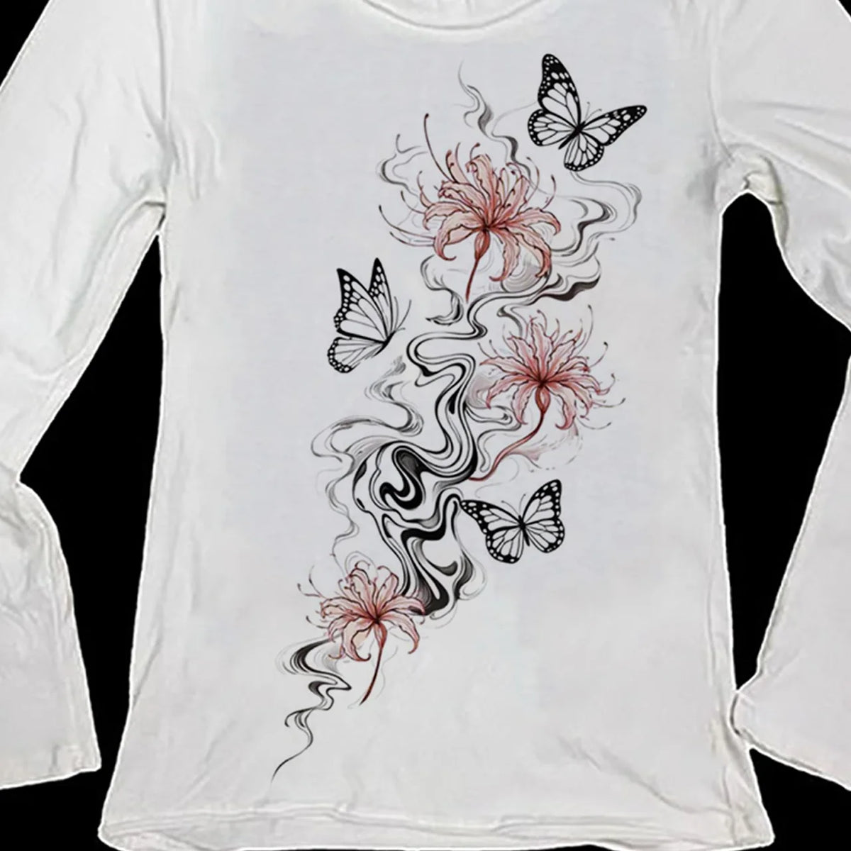 Y2K Retro Long-Sleeve Skinny Top – 90s Fairy Emo Tee