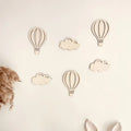 Wooden Hot Air Balloon Cloud Star Wall Sticker Set – Home Décor