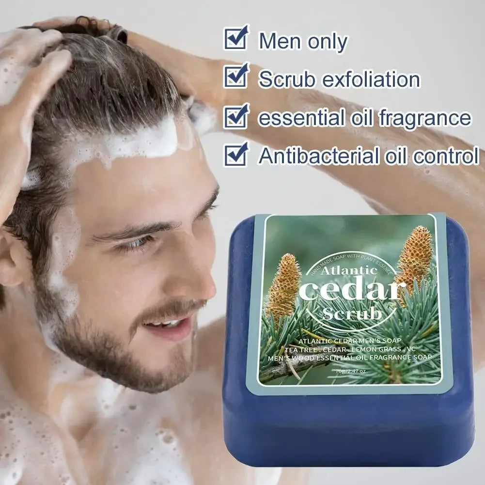 Men's Cedar Essential Oil Handmade Bar Soap – Face & Body