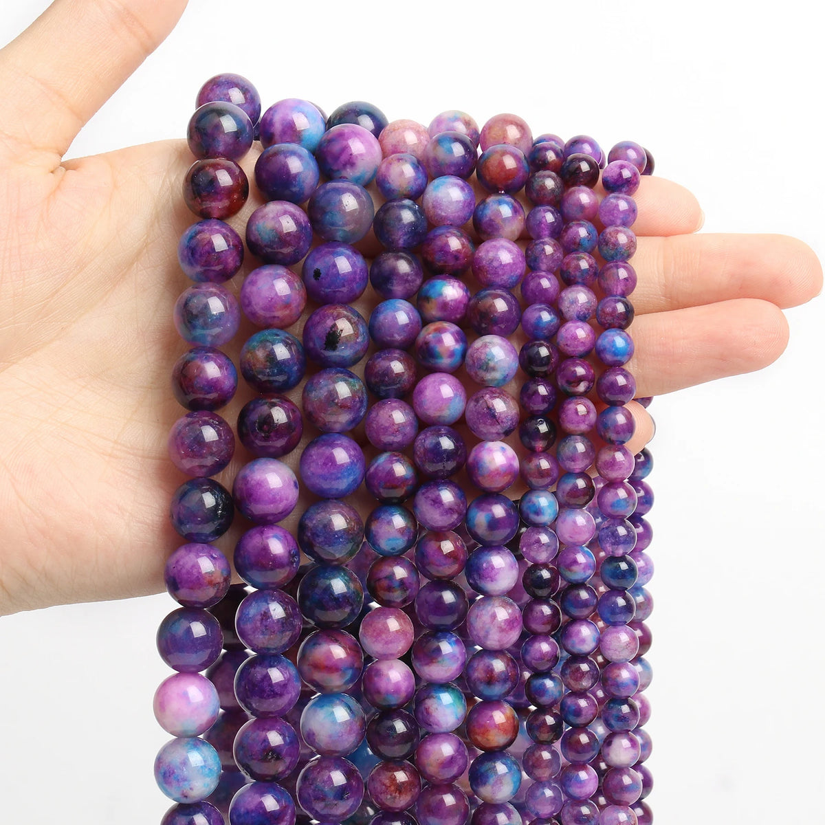 Yooperlite Fire Sodalite Round Stone Beads – 15" Jewelry Strand