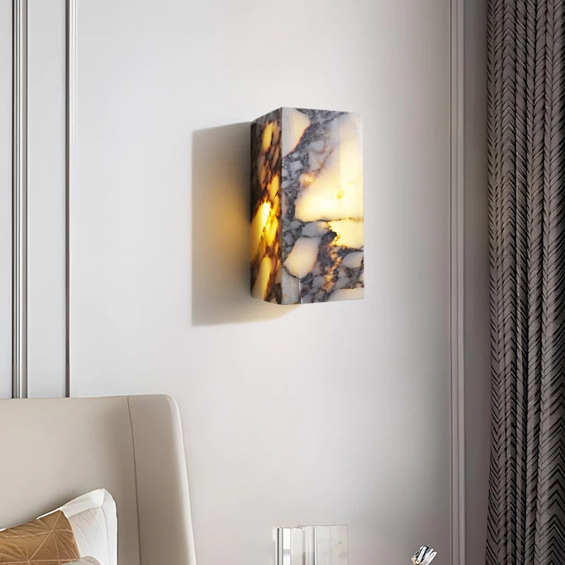 White Marble LED Wall Sconce | Wabi Sabi Stone Wall Lamp