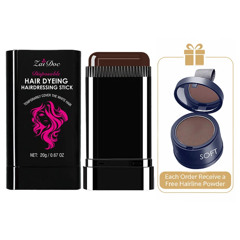 ZaiDoc Hair Dye Stick & Hairline Powder – Gray Coverage Set