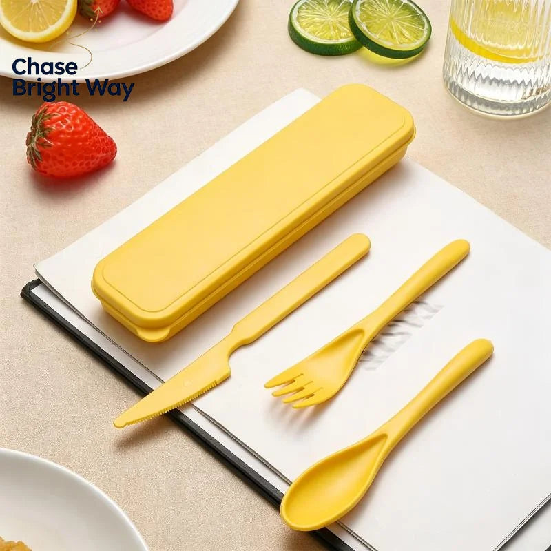 Wheat Straw Reusable Cutlery Set – Knife Fork Spoon & Case