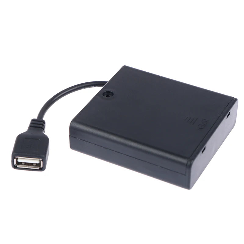 4 AA USB Battery Box 5V Power Supply for LED Strip Lights