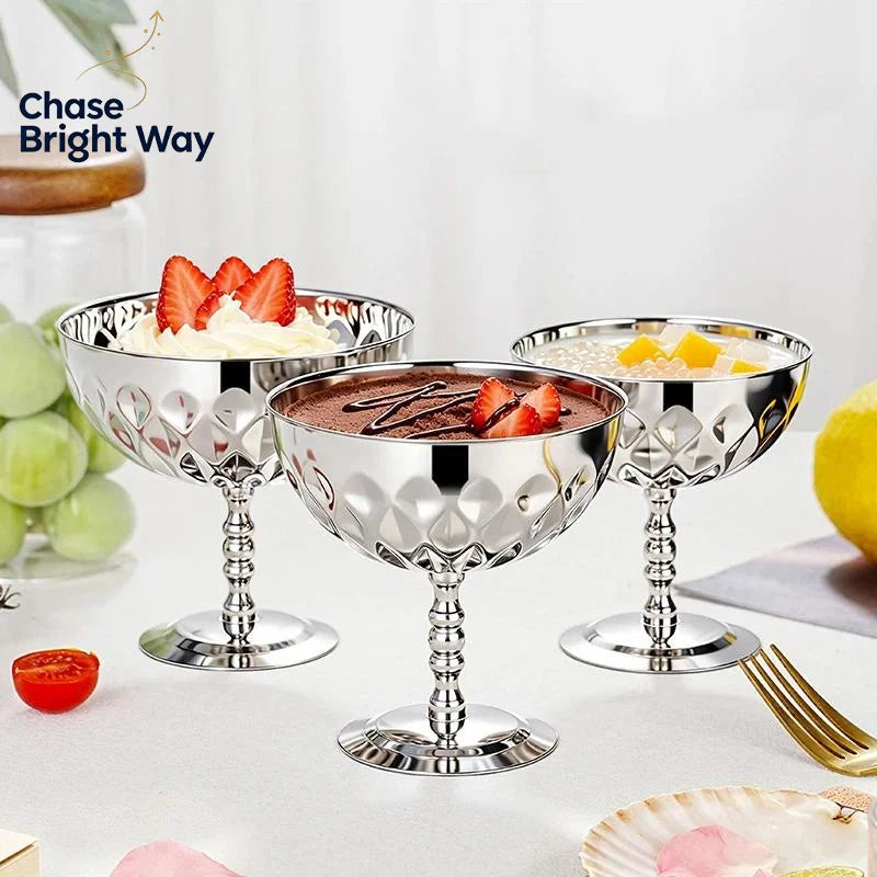 Stainless Steel Goblet Snack Bowl – Ice Cream, Salad & Fruit