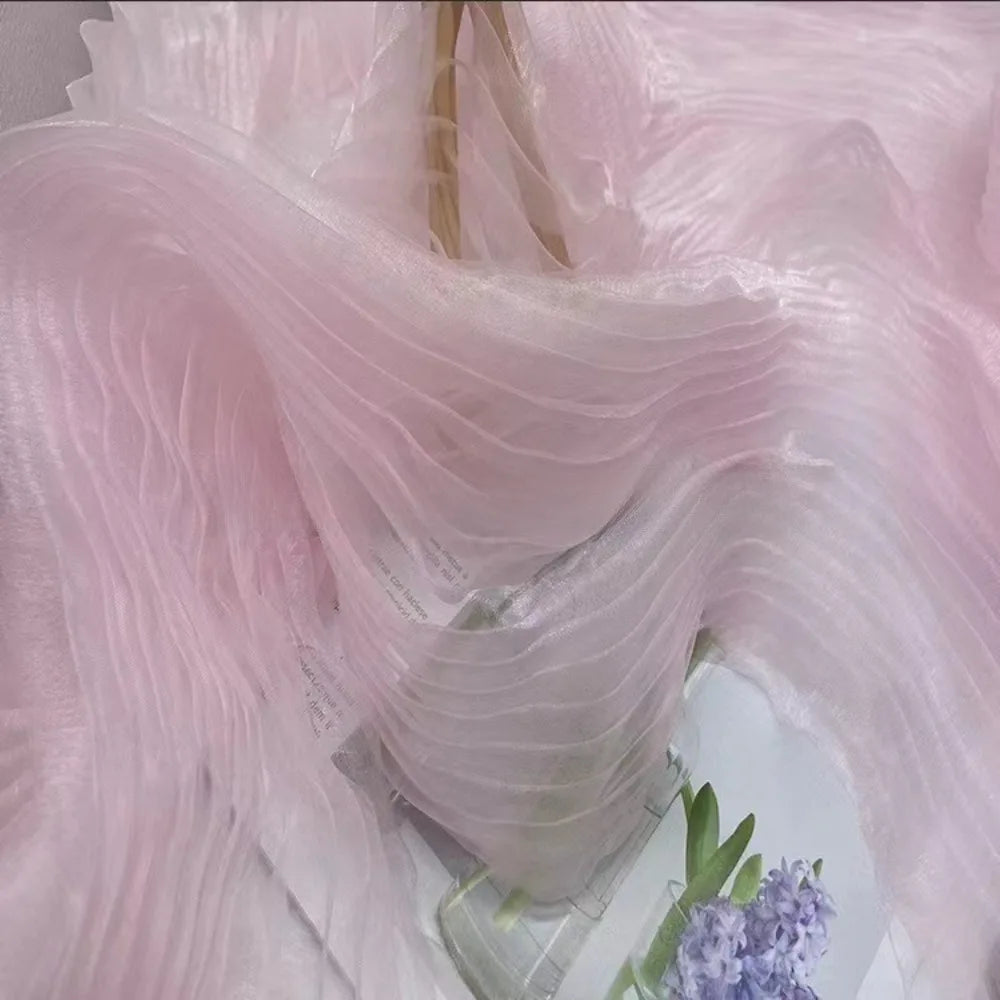 Organza Pleated Fabric Two-Color Gradient 150cm × 1 Yard