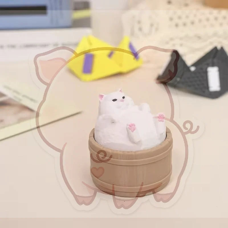 Kawaii Fat Cat Bathtub 3D Printed Fidget Toy | Desktop Decor