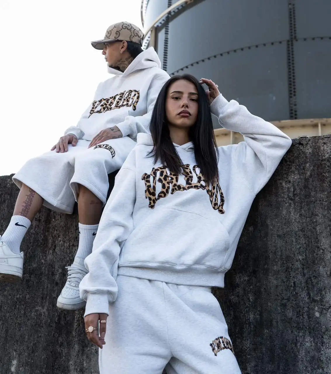 Y2K Leopard Print Embroidery Hoodie Sweatpants Set | Unisex