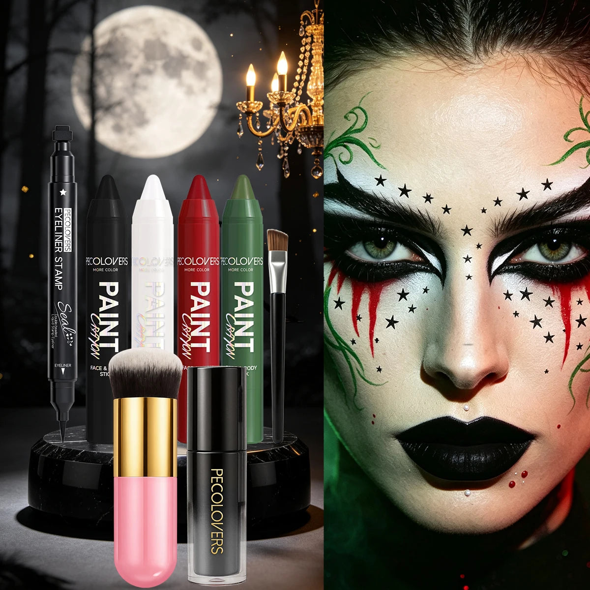 8-Piece Halloween Gothic Face & Body Paint Makeup Kit