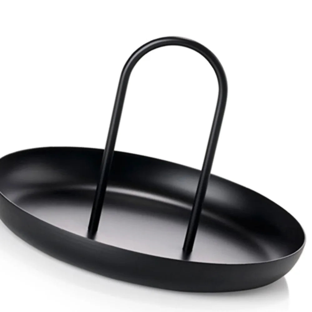 Aluminum Alloy Round Serving Tray with Handle | Modern Metal Tray