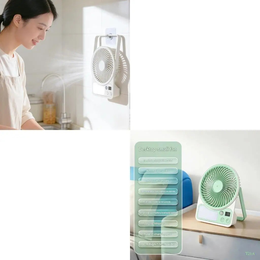 Rechargeable Clip Fan with Induction Night Light – 5 Speed