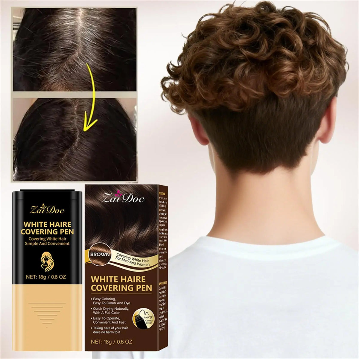 ZaiDoc Hair Root Touch Up Stick – Black & Brown Color Pen