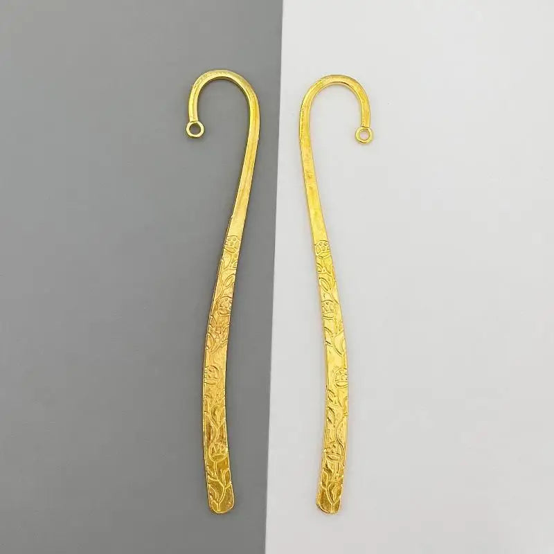 Vintage Floral Zinc Alloy Bookmarks Set – 2 Pcs DIY Craft