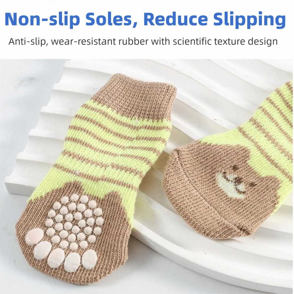 Non-Slip Cotton Dog Socks – Warm Booties for Small Breeds