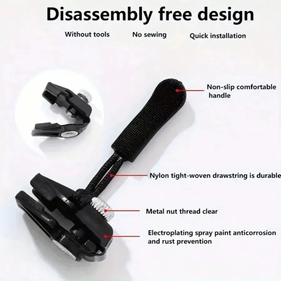 Universal Zipper Repair Kit – Replacement Slider Pulls 3–60 Pcs