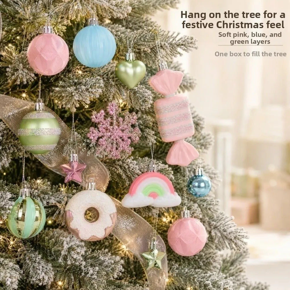 Macaron Christmas Ornament Set – Shatterproof Pastel Baubles