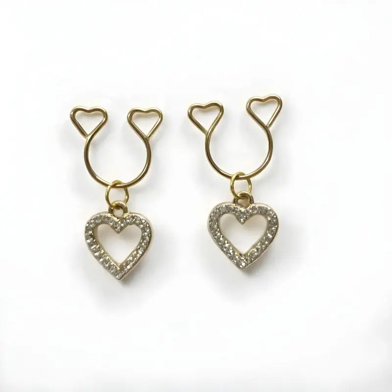 Non-Piercing Dangle Heart Clip-On Body Jewelry – 2Pcs