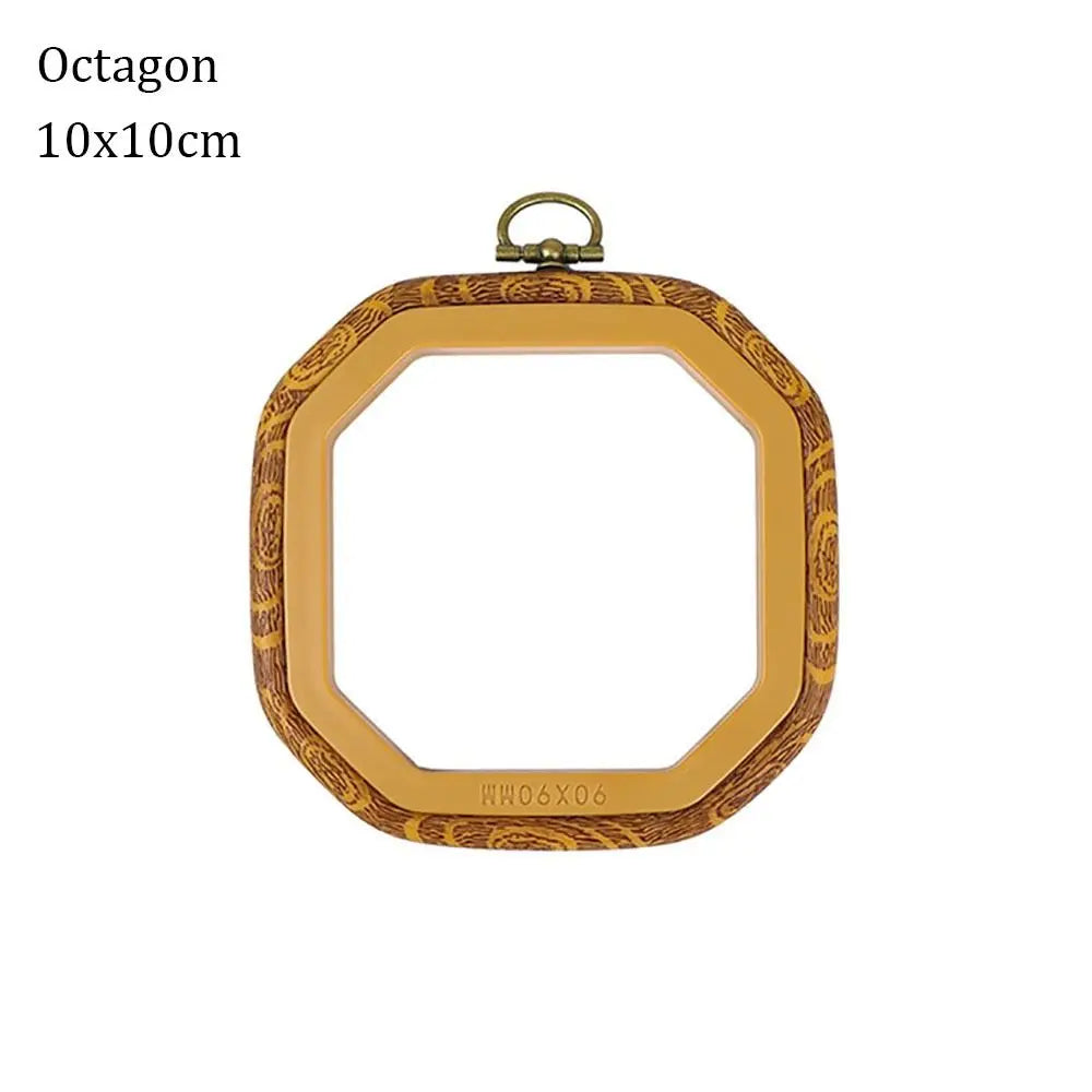 Wood Grain Plastic Embroidery Hoop – Multi-Shape DIY Frame