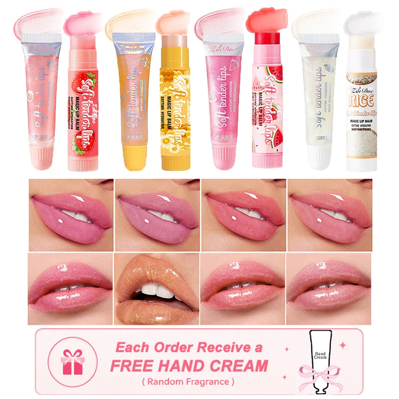 Zaidoc 4 Fruity Flavors Tinted Lip Gloss & Balm Set – 7g Each