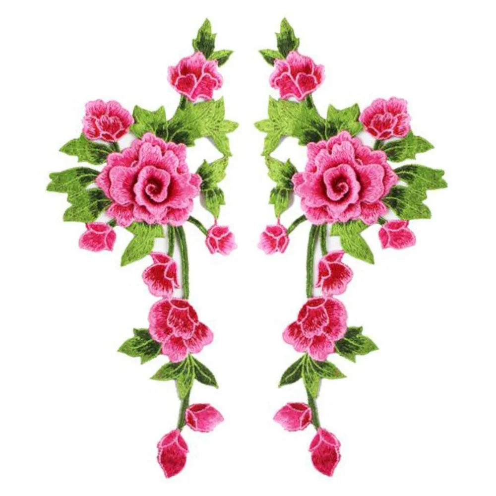 3D Floral Embroidery Applique Patch Pair – DIY Wedding Decor