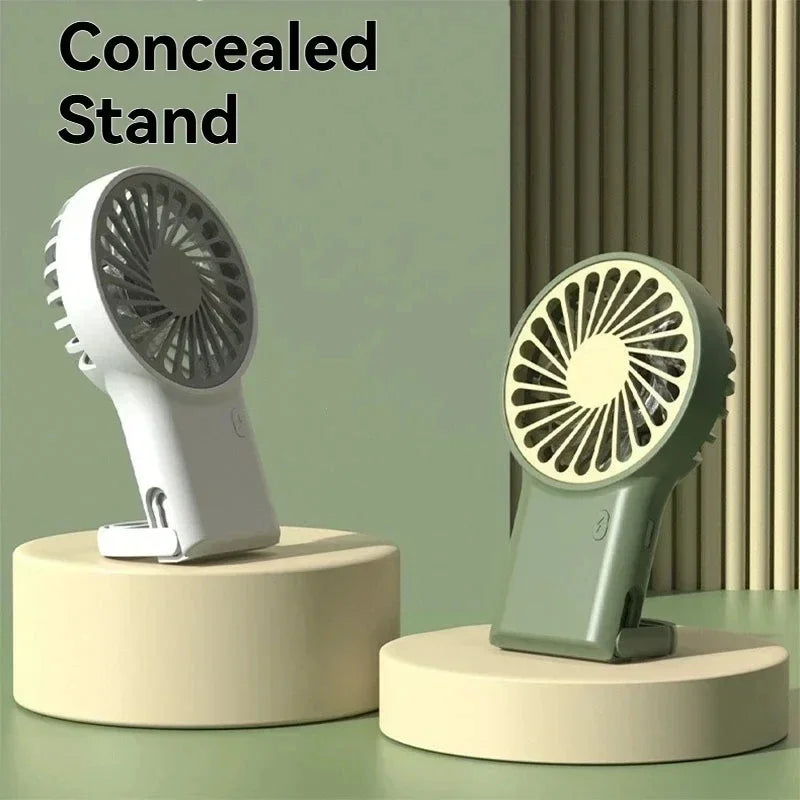 Cute Cartoon Mini Fan – Foldable USB-C Rechargeable Handheld