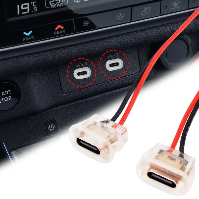 Waterproof USB-C Female Connector Socket with LED – 2-Pin 3A